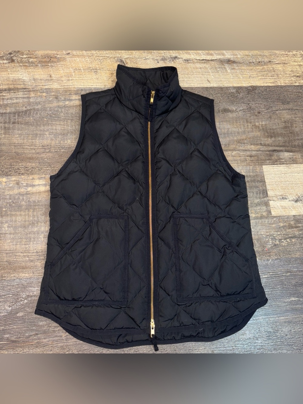 J.Crew Black quilted down puffer vest Size Medium Women’s